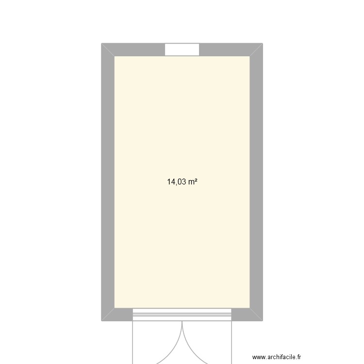 rdc. Plan de 1 pièce et 14 m2