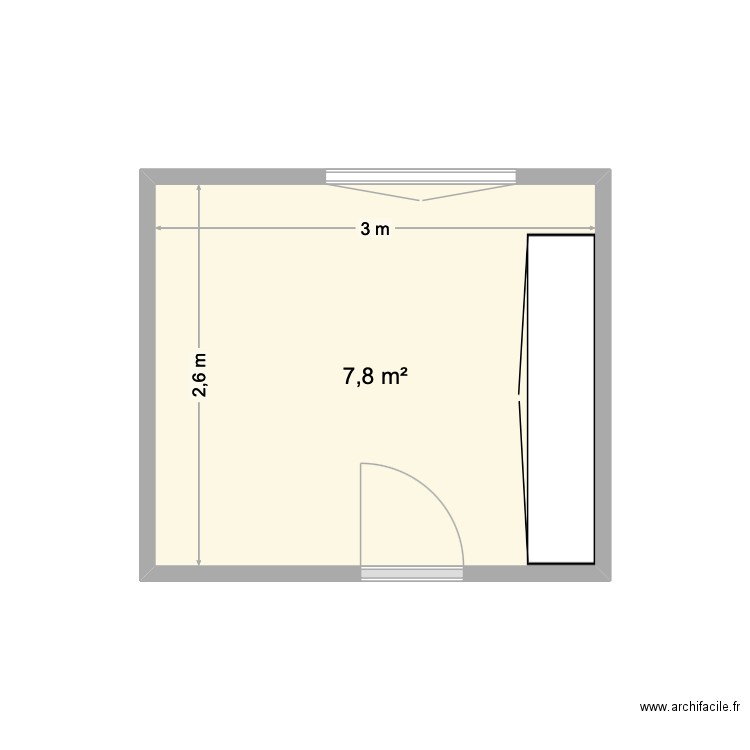 Chambre MP. Plan de 1 pièce et 8 m2