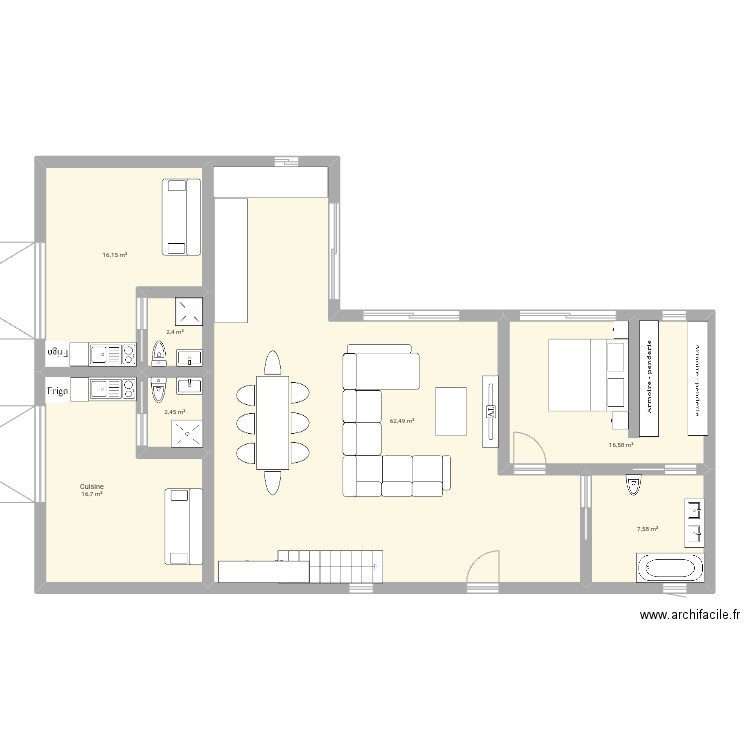 Maison rdv. Plan de 7 pièces et 124 m2