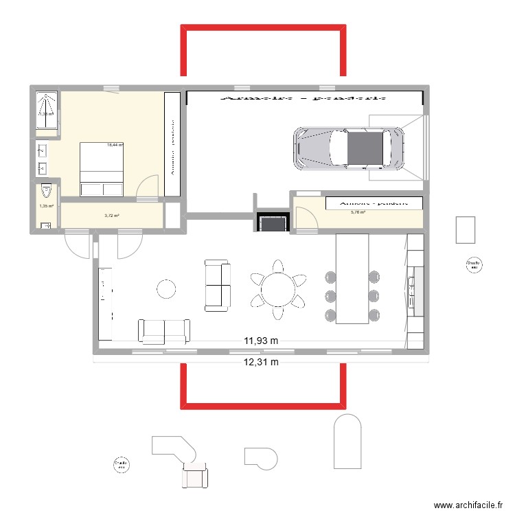 maison complese. Plan de 5 pièces et 31 m2