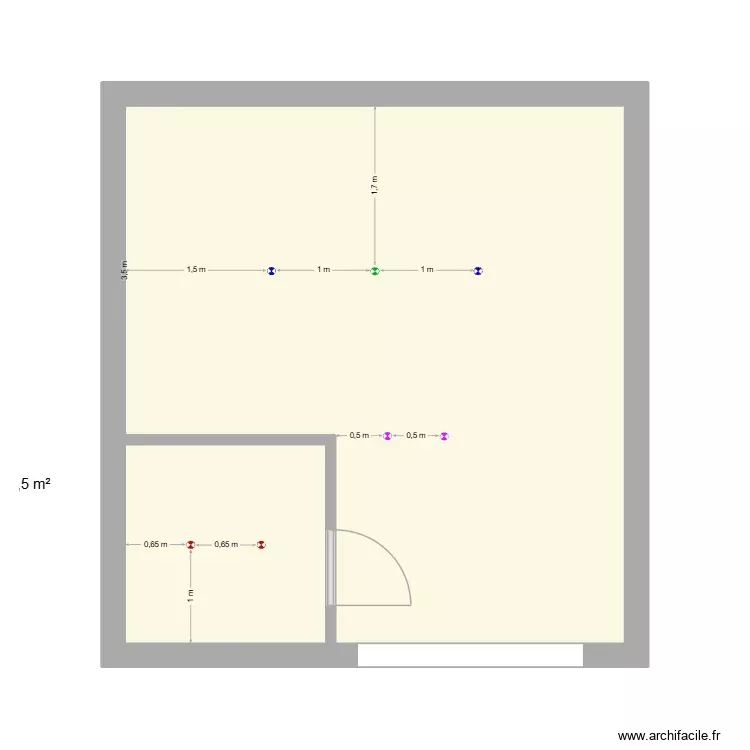 CUISINE ARNO - PLAN SORTIE PLAFOND. Plan de 2 Pièces et 30 m²