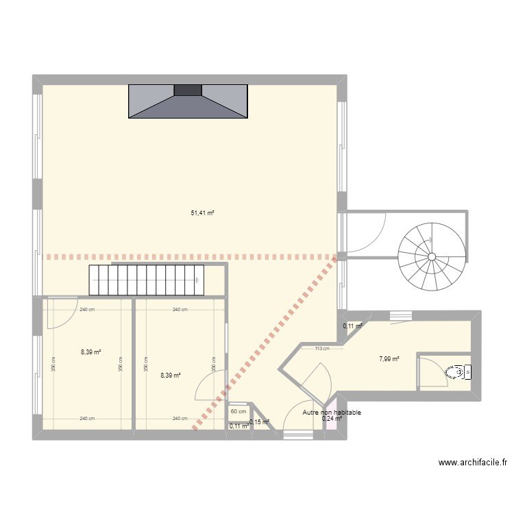 Ax Hotel métré. Plan de 10 pièces et 100 m2