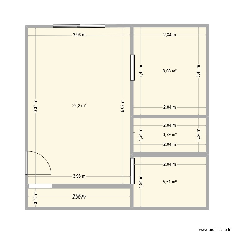 plan 2d tfe. Plan de 5 pièces et 46 m2