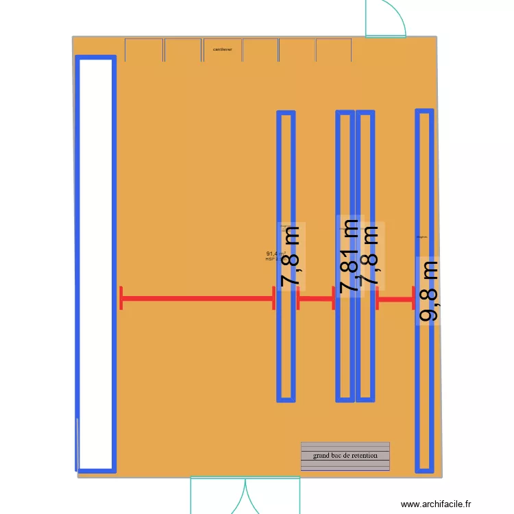 ANS Grand Hall 2. Plan de 6  et 129 m²