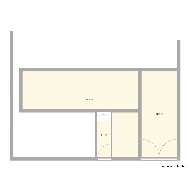 Maison chama. Plan de 3 pièces et 74 m2