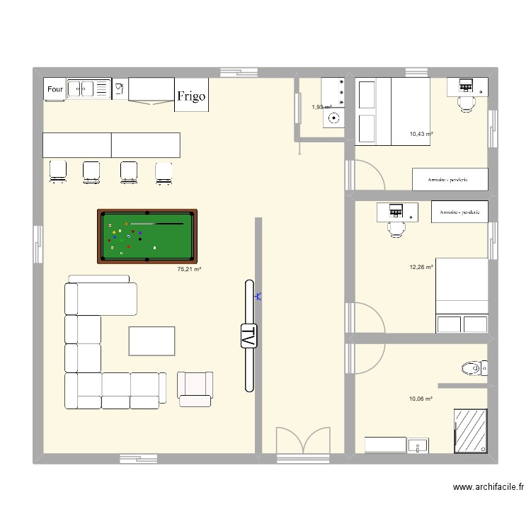 exemple. Plan de 5 pièces et 110 m2