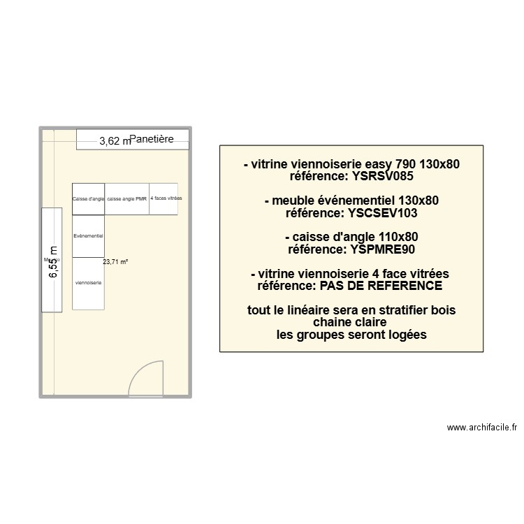 grappe. Plan de 1 pièce et 24 m2