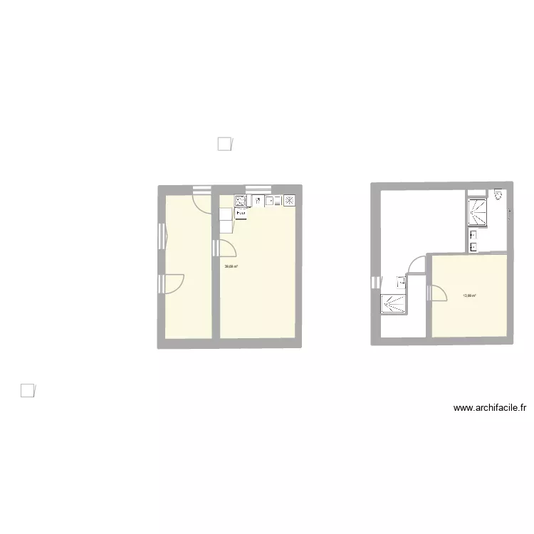 Plan St&eacute;phanie P. St Nazaire. Plan de 2 pièces et 54 m²