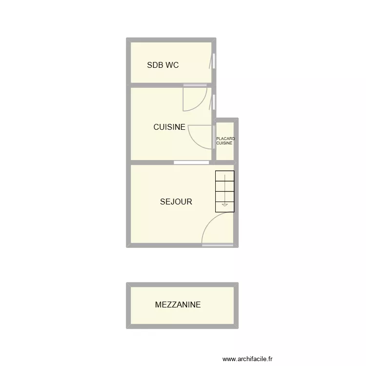 MORENTE 1ER GAUCHE. Plan de 5  et 14 m²