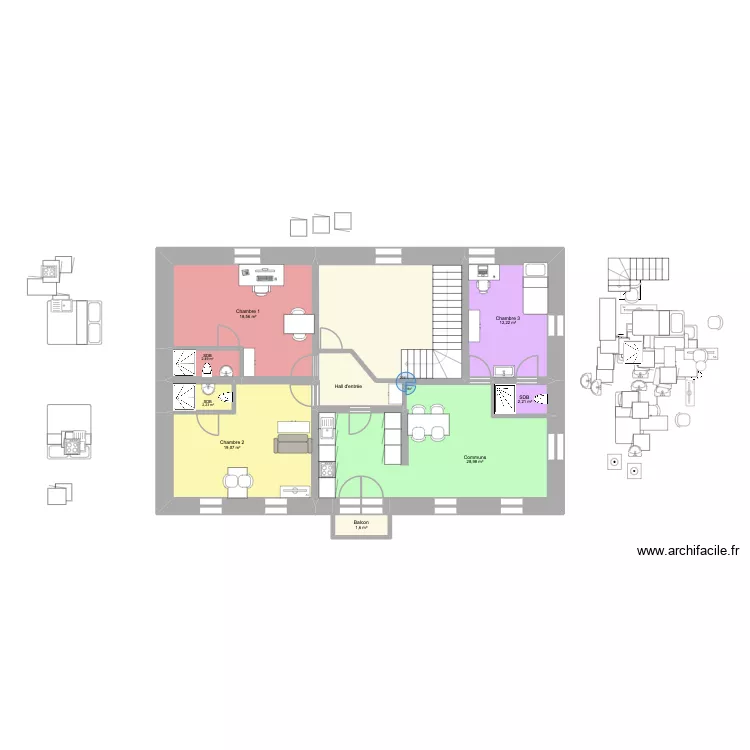 Marc Etage 1 (Onder mezzanine - version collocation). Plan de 9  et 112 m²