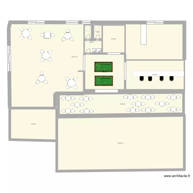 Au fil des Histoires Brasserie. Plan de 9  et 297 m²