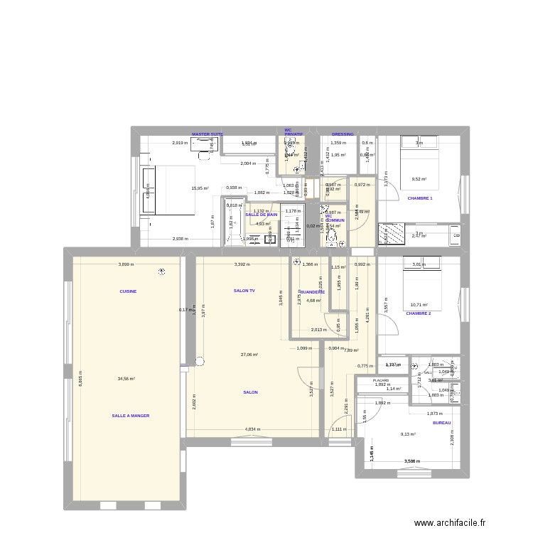 PLAN CARRELAGE CÔTÉ. Plan de 23 pièces et 144 m2