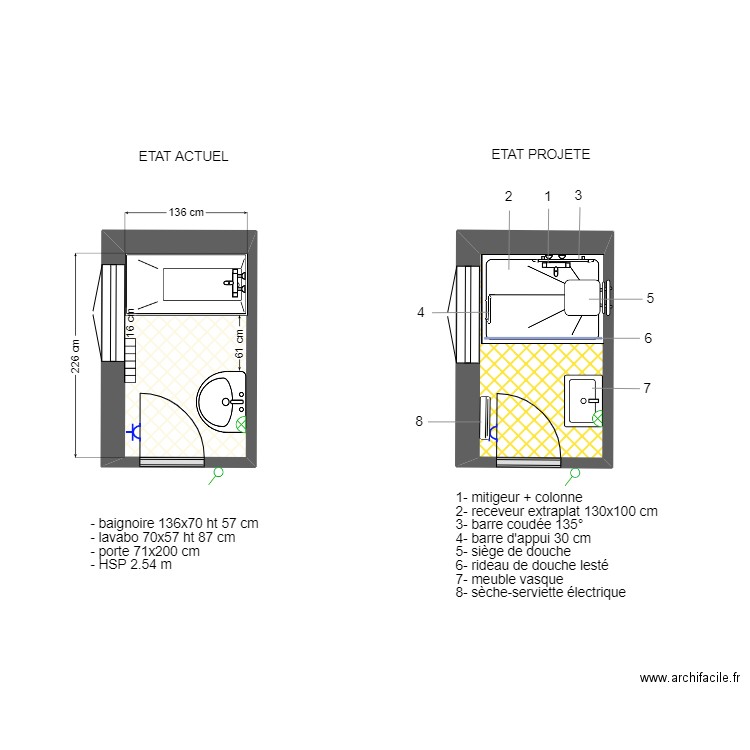 MPA BRUNO. Plan de 2 pièces et 6 m2