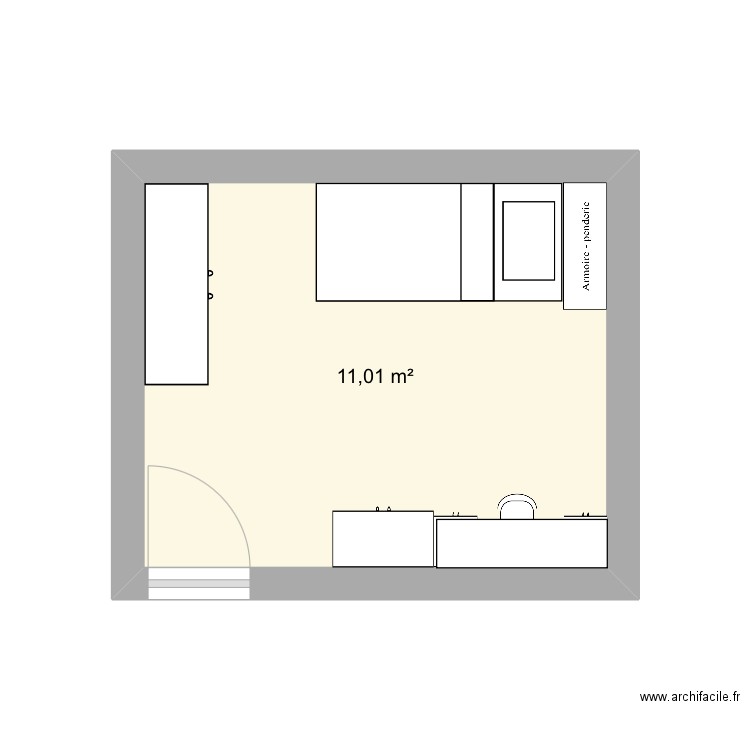 CHAMBRE MAELA. Plan de 1 pièce et 11 m2