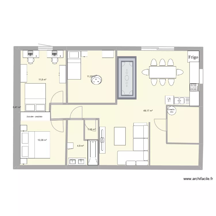 modele 1. Plan de 7  et 89 m²