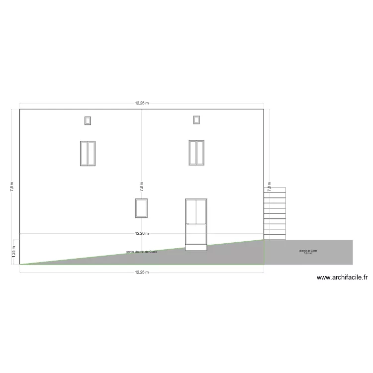 fa&ccedil;ade chemin Coste. Plan de 