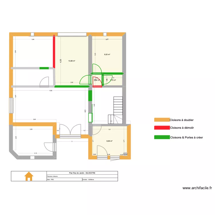 Projet C&egrave;dres Rez de Jardin Plan Original. Plan de 