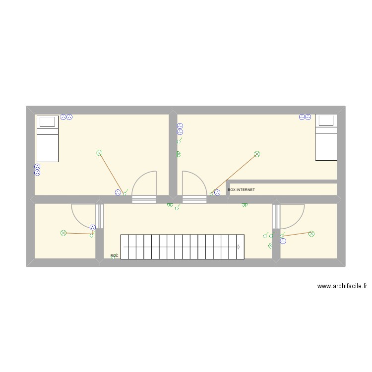 DELAHAYE 1ER ETAGE. Plan de 5 pièces et 43 m2