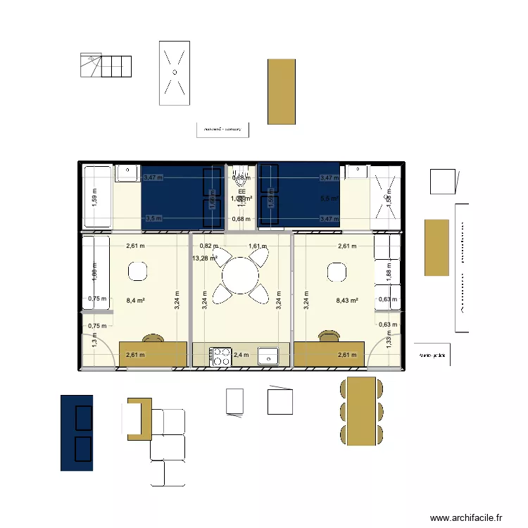 aqueduc 7 bis. Plan de 5 pièces et 37 m²