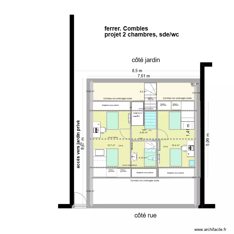Ferrer, projet Combles, 2ch, sde,. Plan de Ferrer, projet Combles, 2ch, sde,. Plan de