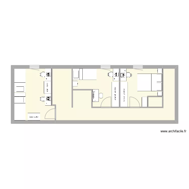 Chambres lot 209 Sol&eacute;us. Plan de 5  et 51 m²