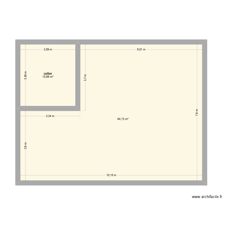 PRINTEMPS RDC1. Plan de 2 pièces et 75 m2