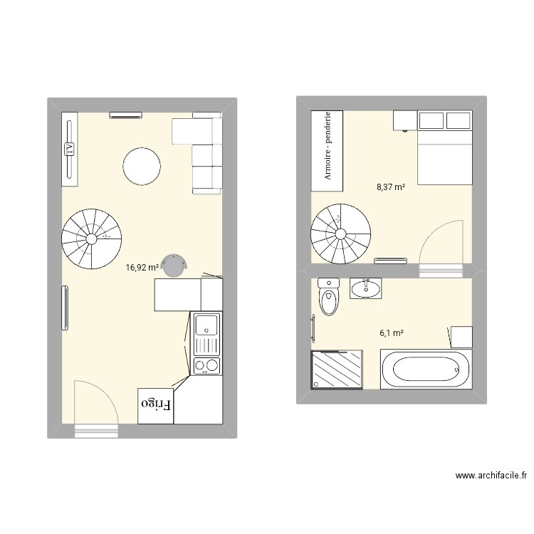 123. Plan de 3 pièces et 31 m2