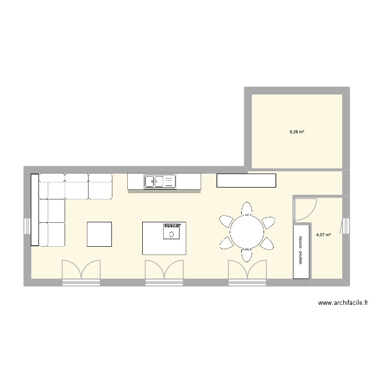 maison. Plan de 3 pièces et 54 m2