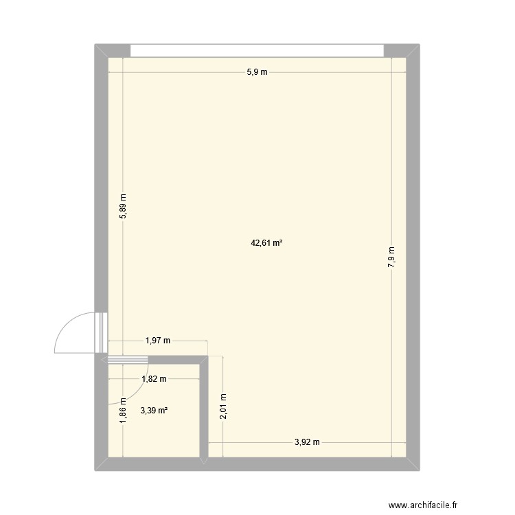 garage. Plan de 2 pièces et 46 m2