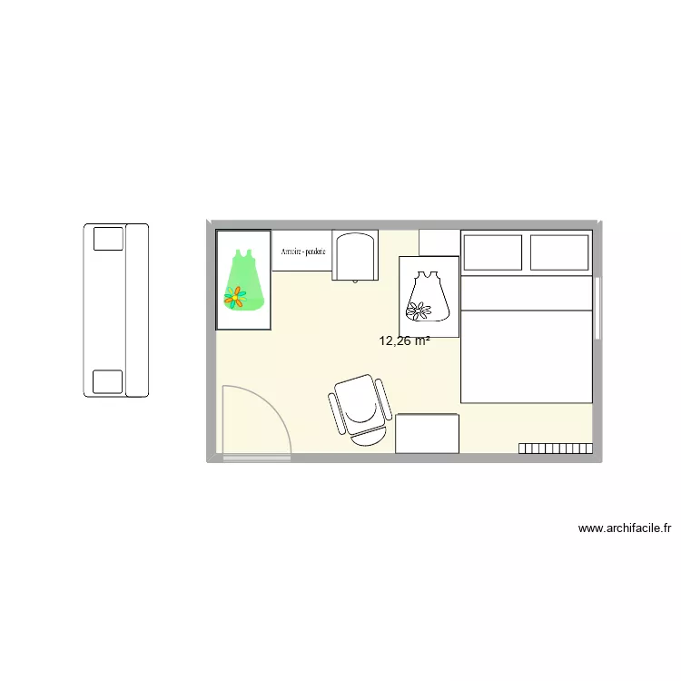 chambre alice 2. Plan de 1  et 12 m²
