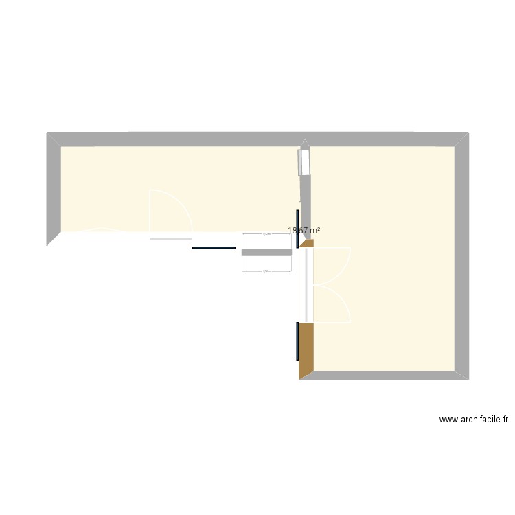 Cuisine. Plan de 1 pièce et 19 m2