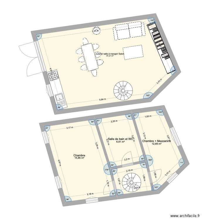 clément. Plan de 4 pièces et 73 m2