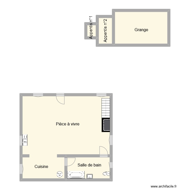 garnier rdc. Plan de 0 pièce et 0 m2