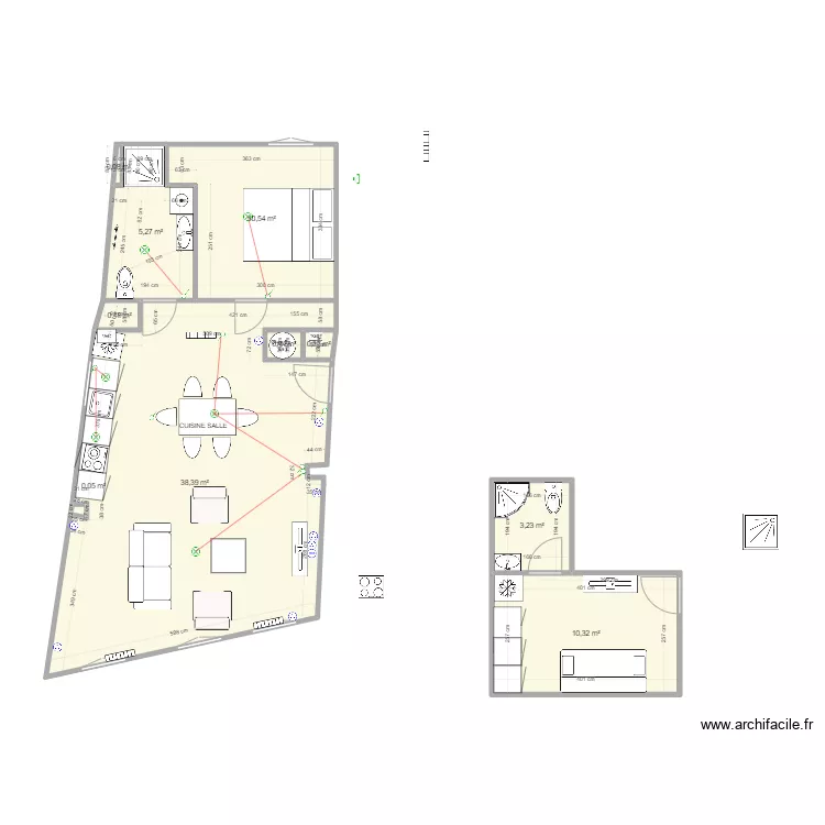 STUDIO BONSECOURS sdb amenage. Plan de STUDIO BONSECOURS sdb amenage. Plan de