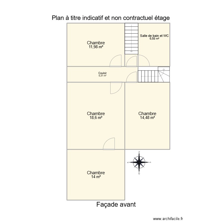 Couvin garage étage. Plan de 7 pièces et 74 m2