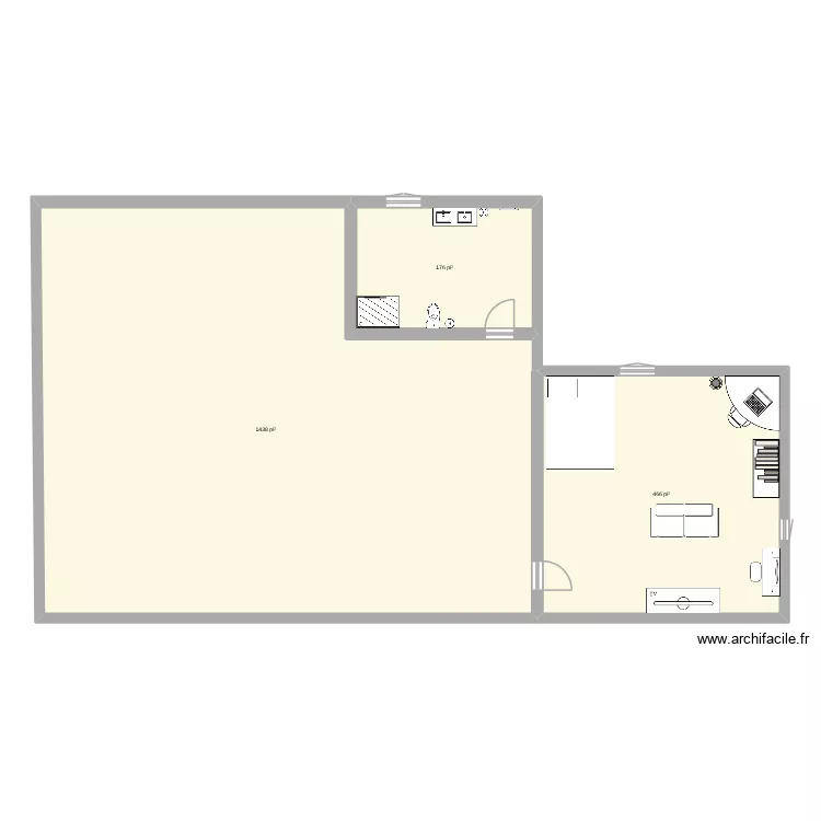 cave. Plan de 3  et 193 m²