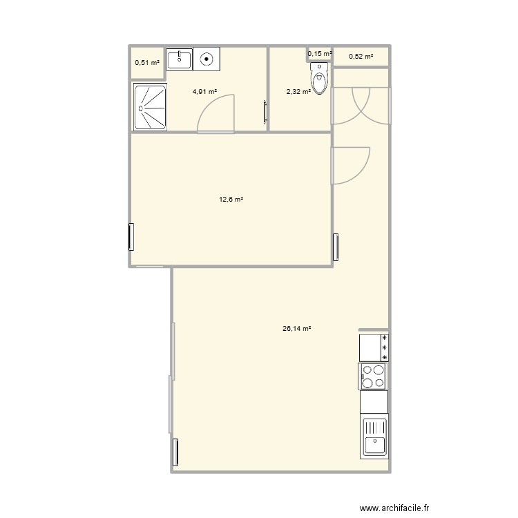 appartement. Plan de 7 pièces et 47 m2