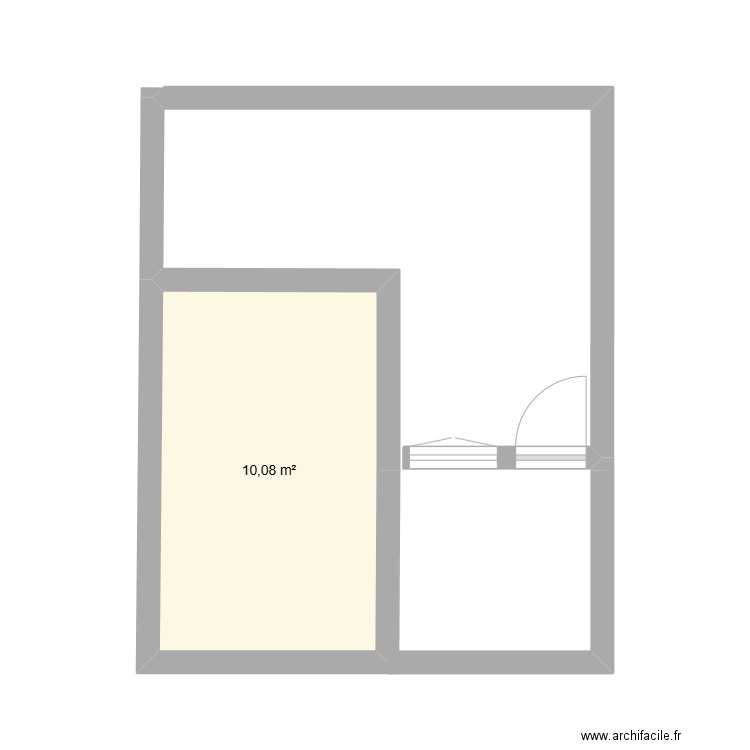 logement 4 cote cour. Plan de 1 pièce et 10 m2