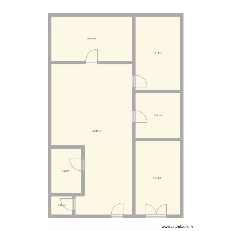 BAT255 RDC. Plan de 7  et 111 m²