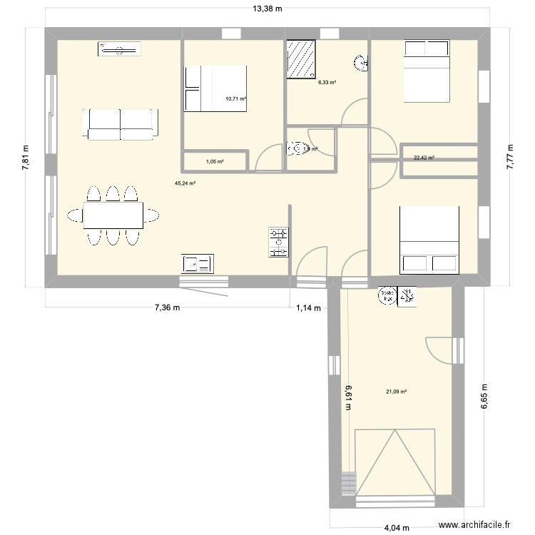 plan 3. Plan de 7 pièces et 109 m2