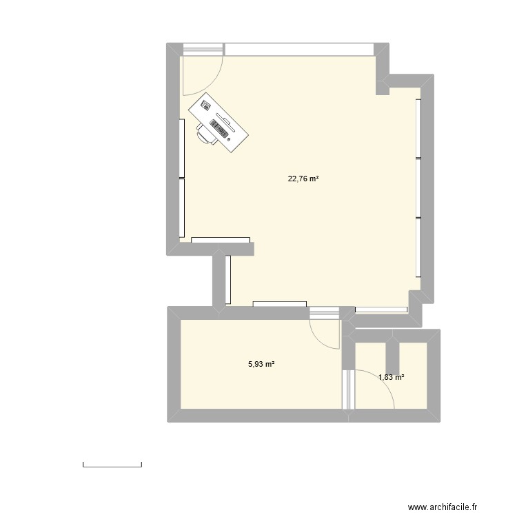 carlone bazar. Plan de 3 pièces et 31 m2