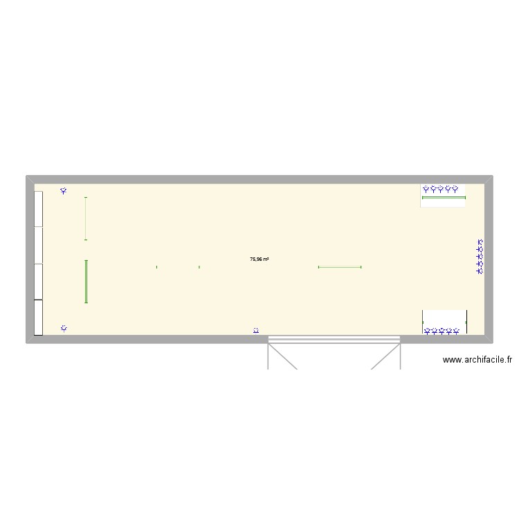 Atelier partagé. Plan de 1 pièce et 76 m2