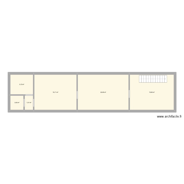 tang. Plan de 6 pièces et 70 m2