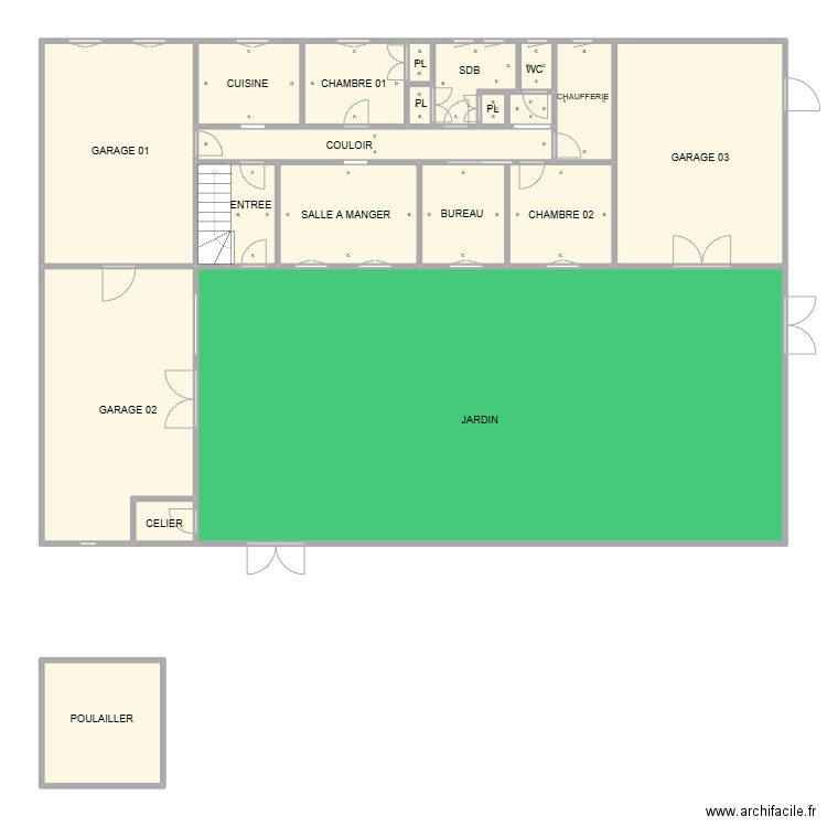 PLAN RDC GALICIAN PLB. Plan de 21 pièces et 220 m2