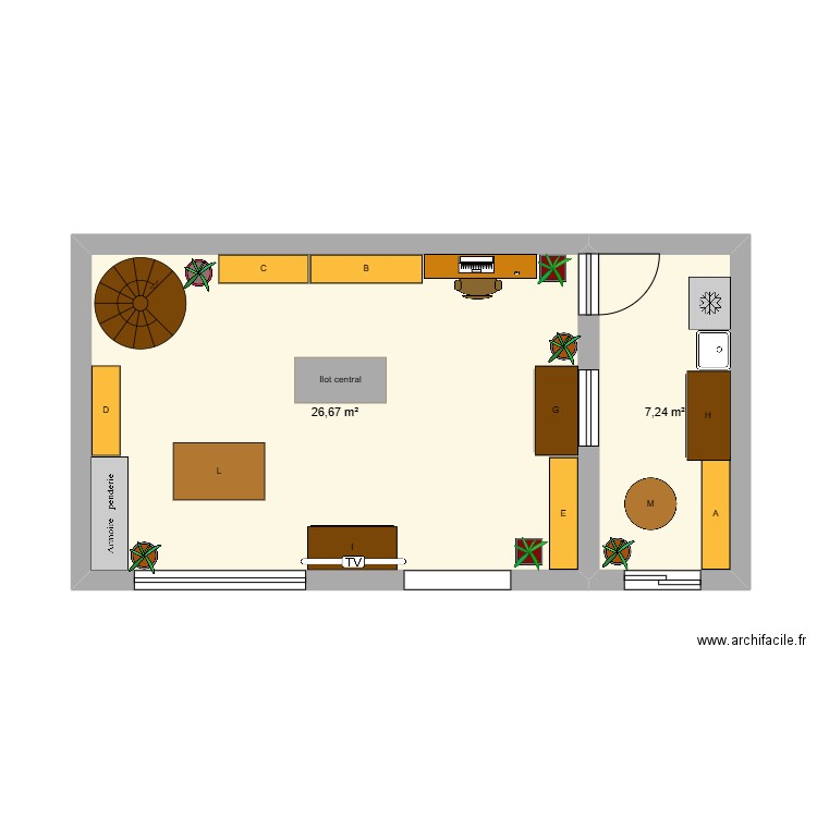 PDV Régaletoi. Plan de 2 pièces et 34 m2