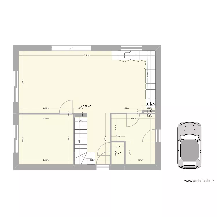 coco2. Plan de 2  et 63 m²