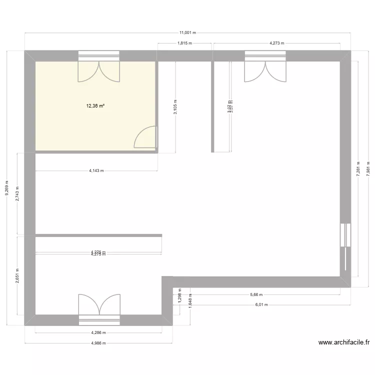 La-repara_rdc. Plan de 1 Pièce et 12 m² La-repara_rdc. Plan de 1 Pièce et 12 m²