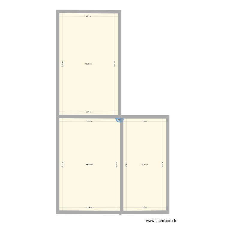 sdis. Plan de 3 pièces et 122 m2