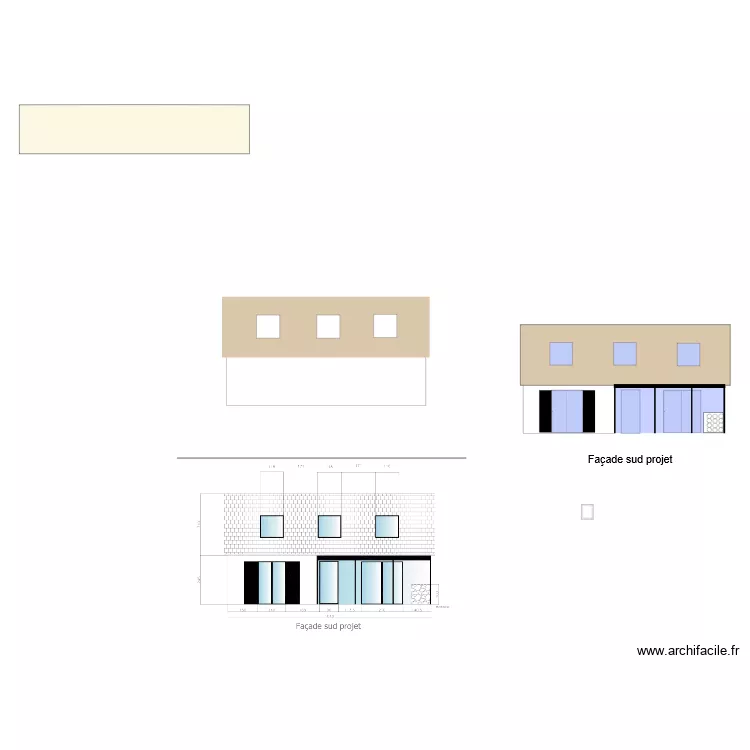 Facade sud projet. Plan de Facade sud projet. Plan de