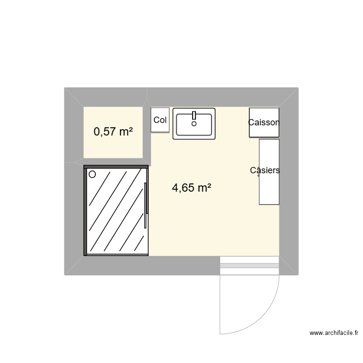 salle de bain. Plan de 2 pièces et 5 m2